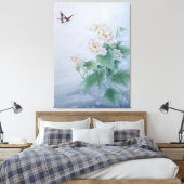 Chinesische Blume mit Butterfly Leinwanddruck (Insitu (Schlafzimmer))