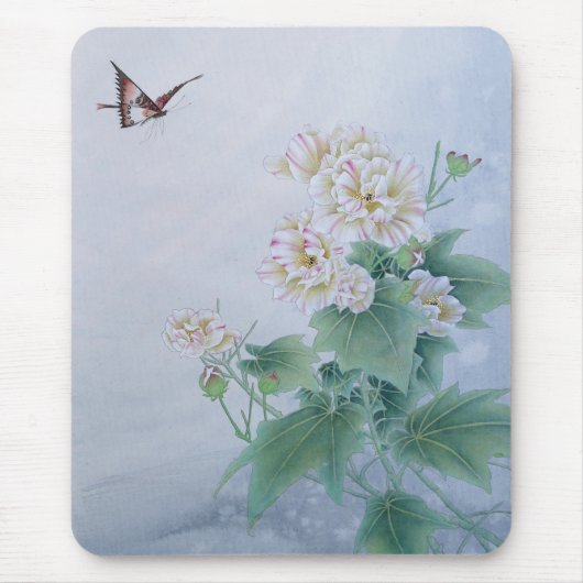 Chinesische Blume mit Butterfly Mousepad (Vorne)