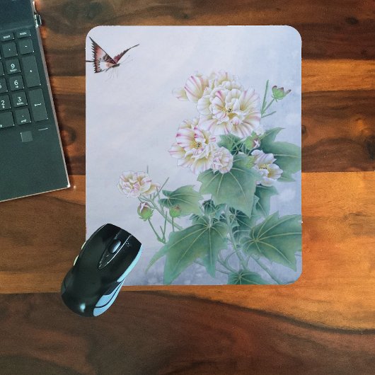 Chinesische Blume mit Butterfly Mousepad
