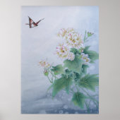 Chinesische Blume mit Butterfly Poster (Vorne)