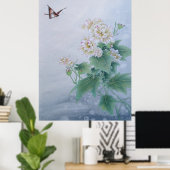 Chinesische Blume mit Butterfly Poster (Heimbüro)