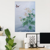 Chinesische Blume mit Butterfly Poster (Heimbüro)