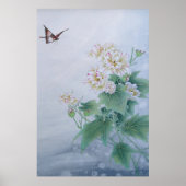 Chinesische Blume mit Butterfly Poster (Vorne)