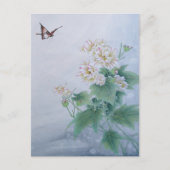 Chinesische Blume mit Butterfly Postkarte (Vorderseite)