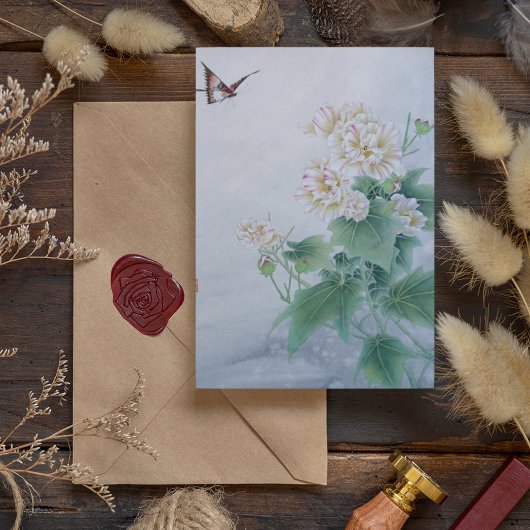 Chinesische Blume mit Butterfly Postkarte