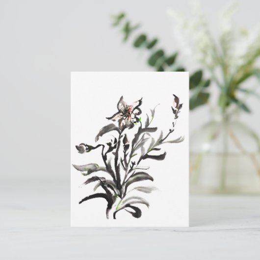 Chinesische Blume Postkarte (Stehend Vorderseite)