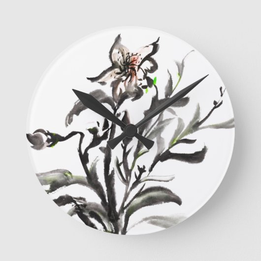 Chinesische Blume Runde Wanduhr (Vorderseite)