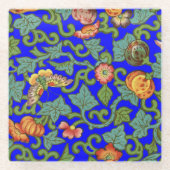 Chinesische Blume und Schmetterlinge aus antikem P Glasuntersetzer (Vorderseite)