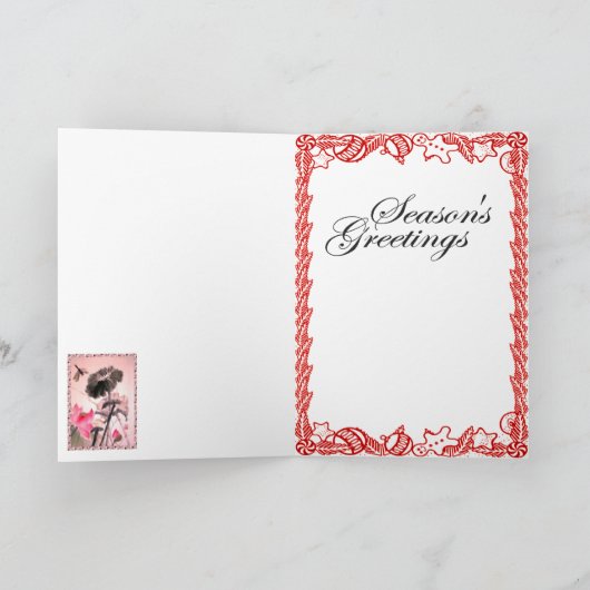 Chinesische Blume, Weihnachtsgesegnung4 Feiertagskarte (Innenseite)