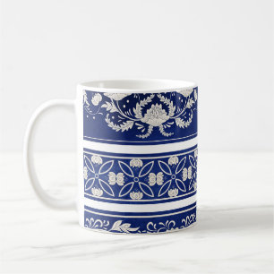 Chinesische Blumen Blau: Vintage-Wasserfarbenrände Kaffeetasse