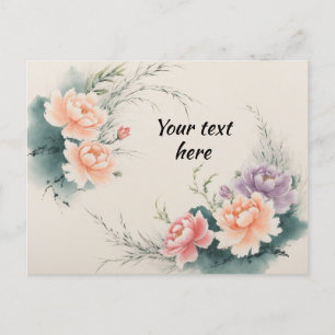 Chinesische Blumen, personalizierbare Postkarte