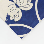 Chinesische Blumenrunde: Vintages blaues Wasser Fleecedecke (Ecke)