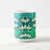 Chinesische Blüte in blau-grün Kaffeetasse (Mittel)