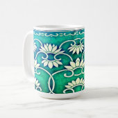 Chinesische Blüte in blau-grün Kaffeetasse (Vorderseite Links)