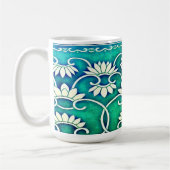 Chinesische Blüte in blau-grün Kaffeetasse (Links)