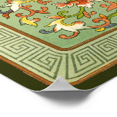 Chinesische Blütenpeony-Skulpturen auf Jade Poster (Ecke)