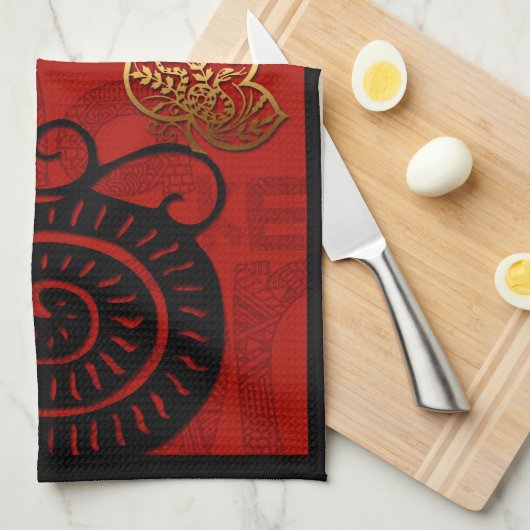 Chinesische Brauch Neujahr Schlange Zodiac Birthda Geschirrtuch (Viertel Falte)