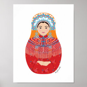 Chinesische Braut Matryoshka Poster