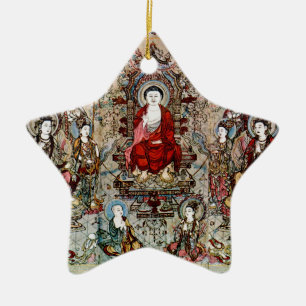 CHINESISCHE BUDDHA-MALEREI KERAMIK ORNAMENT