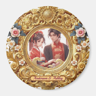 Chinesische Carvingrahmen für goldene Imitate Magnet