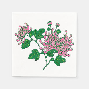 Chinesische Chrysanthemen - sanftrosa Serviette