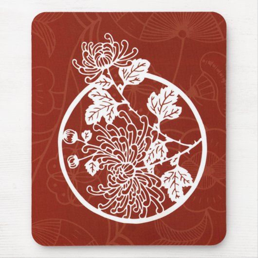 Chinesische Chrysanthemen zu Rot Mousepad (Vorne)
