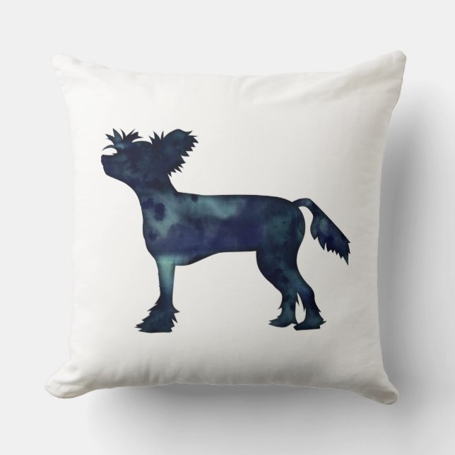 Chinesische Created Black Watercolor-Silhouette Kissen (Vorderseite)