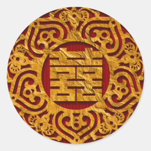 Chinesische Doppelglückskleber Runder Aufkleber