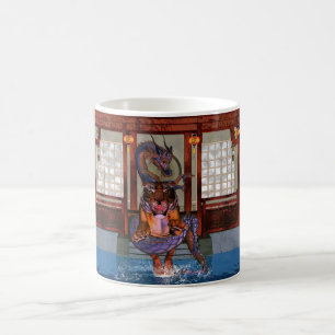 Chinesische Drache-und Tiger-Tasse, Jahr des Kaffeetasse