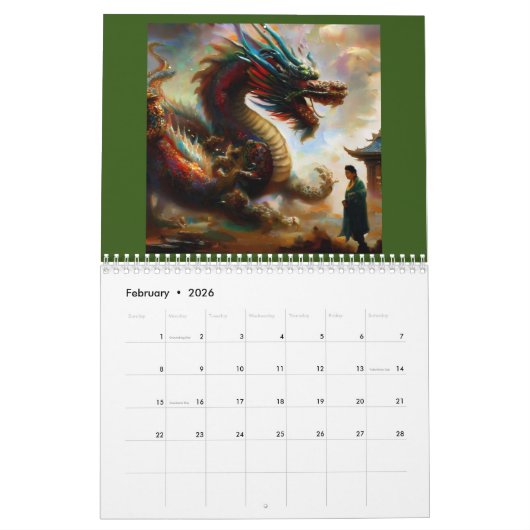 chinesische Drachen #2 Kalender (Feb 2026)