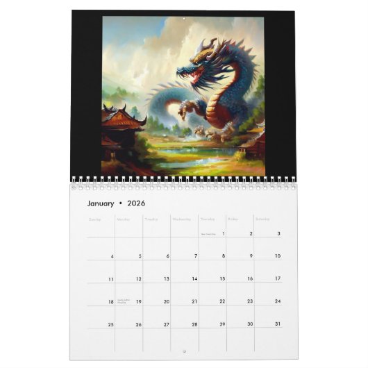 chinesische Drachen #3 Kalender (Jan 2026)