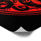 Chinesische Drachen aus Rot und Schwarz Yin Yang Poster (Ecke)
