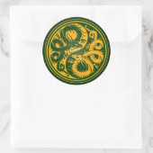 Chinesische Drachen Gelb und Grün Yang Runder Aufkleber (Tasche)