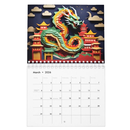Chinesische Drachen Jahr 2024 C Kalender (Mär 2026)