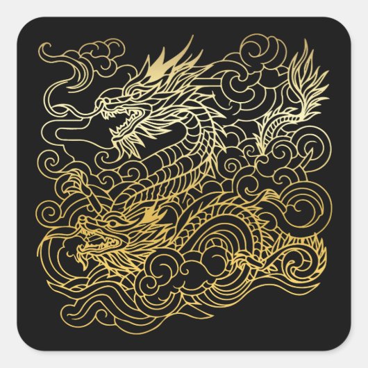 chinesische Drachen Quadratischer Aufkleber (Vorderseite)