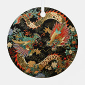 Chinesische Drachen und Blume Ornament Aus Metall (Rückseite)