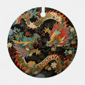 Chinesische Drachen und Blume Ornament Aus Metall (Vorderseite)