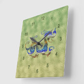 Chinesische Drachenfantasy Art Designer Geschenkuh Quadratische Wanduhr (Winkel)