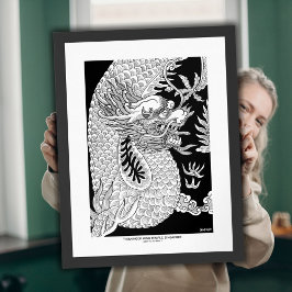 Chinesische Drachenfarben Sketch Wand Kunstdrucken Poster