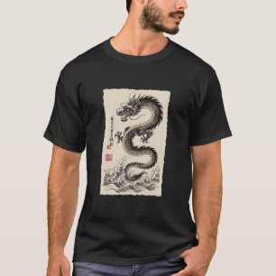 Chinesische Drachenillustration Traditionelle Tint T-Shirt