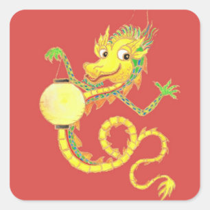 Chinesische Drachenklammern Quadratischer Aufkleber