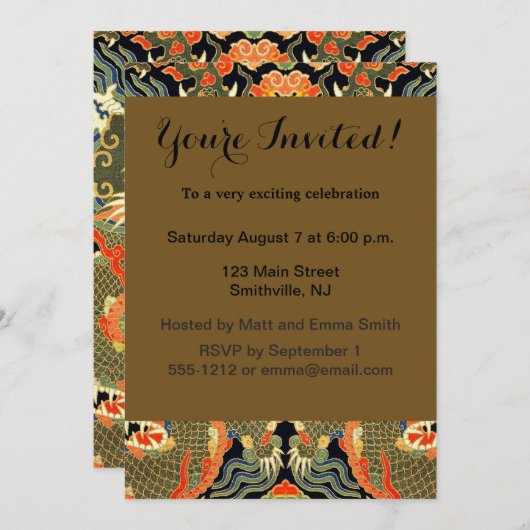 Chinesische Drachenkunst Einladung (Vorne/Hinten)