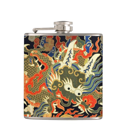 Chinesische Drachenkunst Flachmann (Vorderseite)