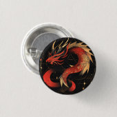 Chinesische Drachenkunst mit majestätischer Rot- u Button (Vorne & Hinten)