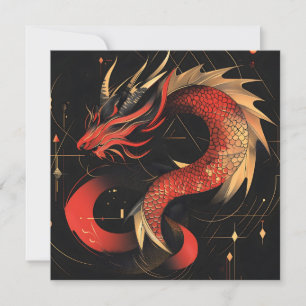 Chinesische Drachenkunst mit majestätischer Rot- u Feiertagskarte