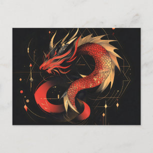 Chinesische Drachenkunst mit majestätischer Rot- u Feiertagspostkarte