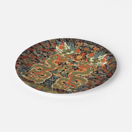 Chinesische Drachenkunst Pappteller (Schrägansicht)