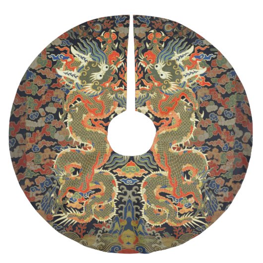 Chinesische Drachenkunst Polyester Weihnachtsbaumdecke (Vorderseite)