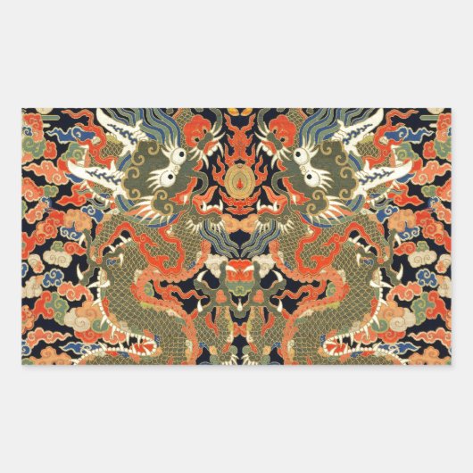 Chinesische Drachenkunst Rechteckiger Aufkleber (Vorderseite)