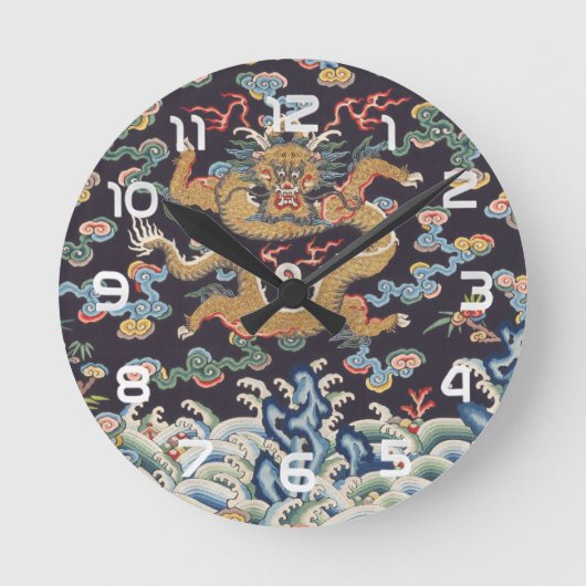Chinesische Drachenkunst Runde Wanduhr (Vorderseite)